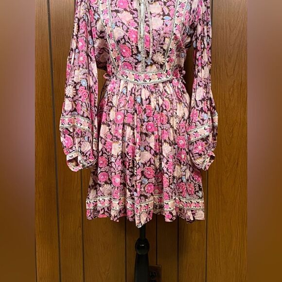 Isabel Marant Étoile Gilinesia Floral Cotton Peasant Minidress size 36/us size 4 - Picture 7 of 16